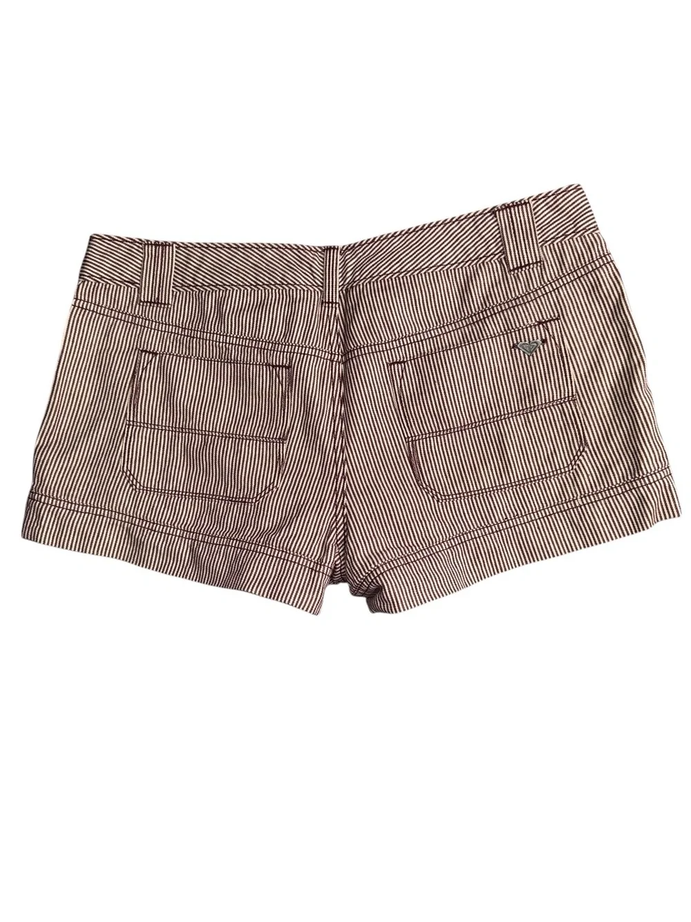 VTG Roxy Striped Cotton Shorts Womens Size 11 Low Rise Cuffed Surf Y2K